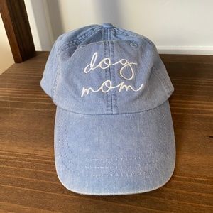 Light Blue Dog Mom Denim Hat, Leather Strap